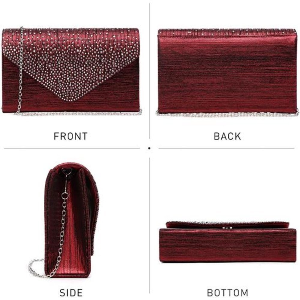 Women's Frosted Satin Evening Bag Clutch Purse Crossbody Handbags